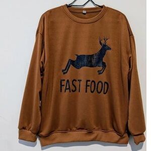 Fast Food Deer Men's Brown Sweater